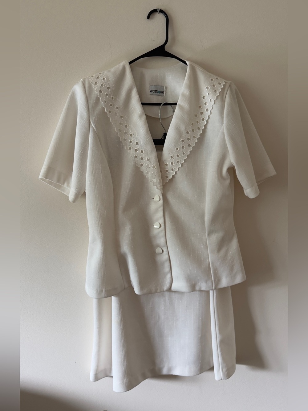 Apostrophe Cream Eyelet Collar Two-Piece Set